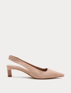 Suede Kitten Heel Pointed Slingback Shoes