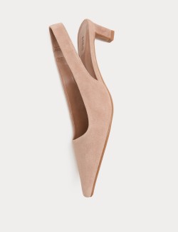 Suede Kitten Heel Pointed Slingback Shoes
