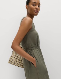 Overal bez rukávů s vázáním s vysokým obsahem lnu