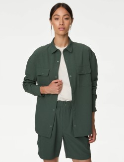 Textured Relaxed Walking Longline Shirt