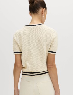 Cotton Rich Tipped Detail Knitted Top