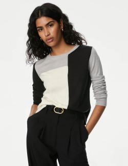 Supersoft Colour Block Crew Neck Jumper