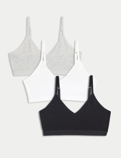 3pk Cotton Rich Crop Tops (6-16 Yrs)