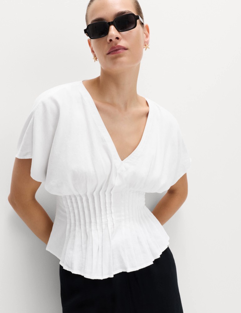 Linen Rich Waisted Top