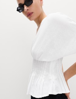 Linen Rich Waisted Top
