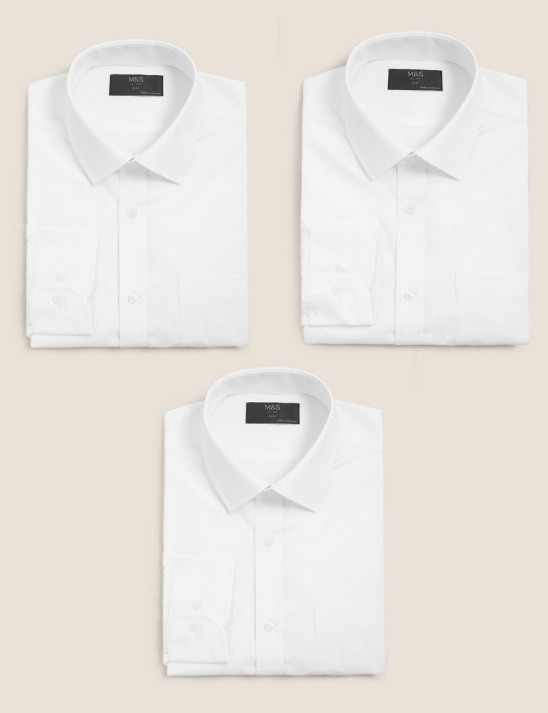 3 Pack Slim Fit Long Sleeve Shirts