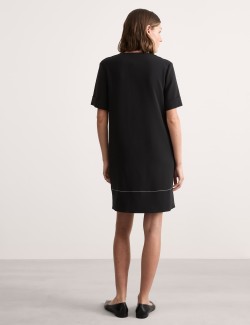 Crepe Button Button Detail Mini Shift Dress