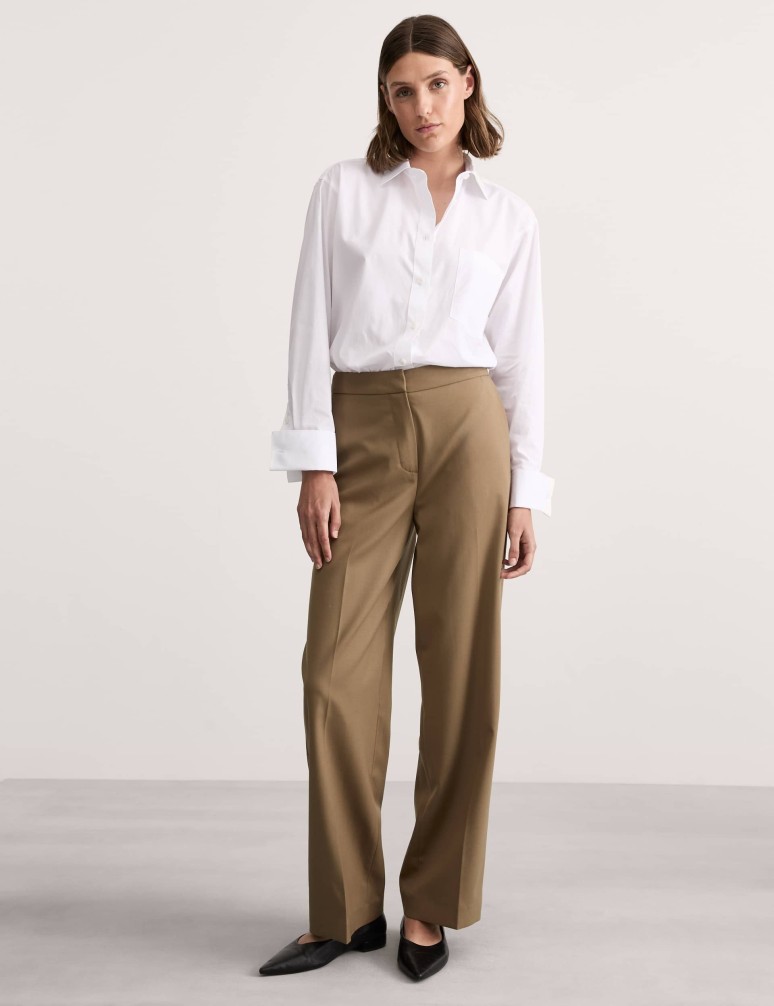 Wool Rich Straight Leg Trousers