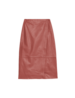 Leather Midi Wrap Skirt