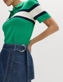 Džínová kruhová midi sukně s páskem