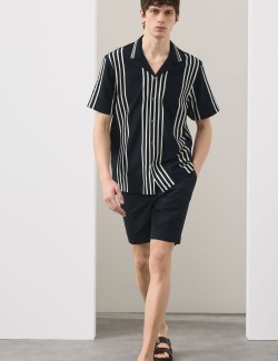 Texturovaná polokošile s klopou, z čisté bavlny