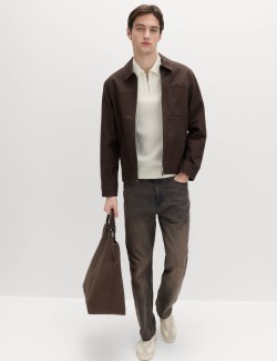 Žebrovaná pletená polokošile s vysokým podílem bavlny na zip