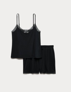 Souprava krátkých tílek s krajkovým lemem