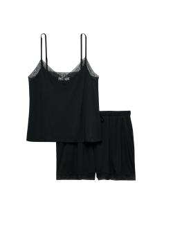 Souprava krátkých tílek s krajkovým lemem