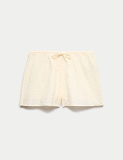 Pyžamové šortky z čisté bavlny s výšivkou