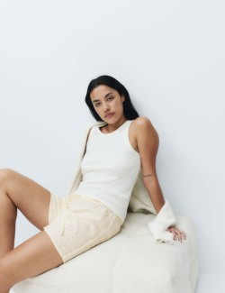 Pyžamové šortky z čisté bavlny s výšivkou