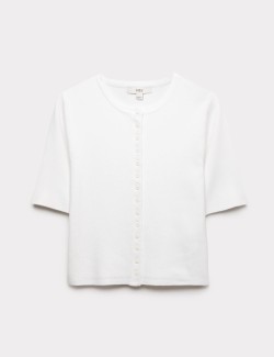 Crew Neck Cropped Cardigan