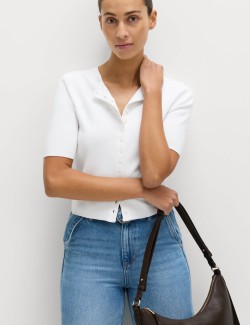 Crew Neck Cropped Cardigan