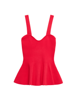 Ribbed Sweetheart Peplum Knitted Vest