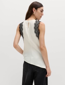 Asymmetric Lace Detail Top