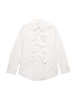 Pure Cotton Bow Detail Collared Shirt