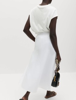 Popelínová midi sukně z čisté bavlny