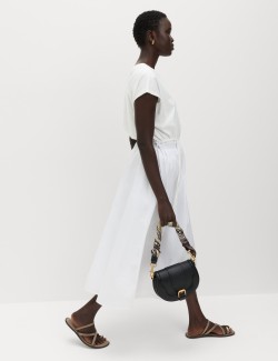 Popelínová midi sukně z čisté bavlny