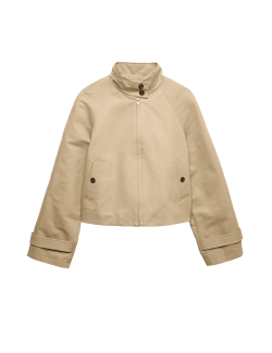 Pure Cotton Cropped Utility Jacket