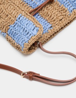 Straw Checkerboard Cross Body Bag