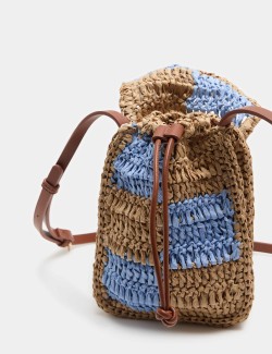 Straw Checkerboard Cross Body Bag