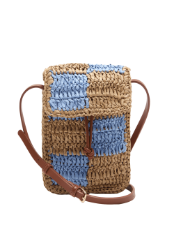 Straw Checkerboard Cross Body Bag