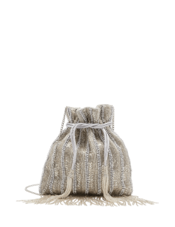 Beaded Tassel Drawstring Shoulder Bag