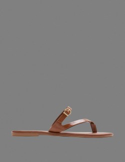 Buckle Flat Toe Loop Mule Sandals