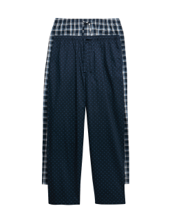 2pk Pure Cotton Checked Pyjama Bottoms