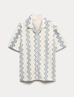 Relaxed Fit Cotton Blend Short Sleeve Shirt