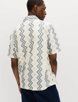 Relaxed Fit Cotton Blend Short Sleeve Shirt