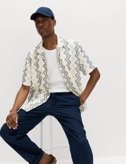 Relaxed Fit Cotton Blend Short Sleeve Shirt