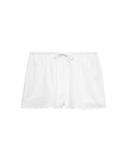 Pyžamové šortky z čisté bavlny s výšivkou