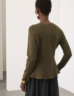 Textured Peplum Cardigan