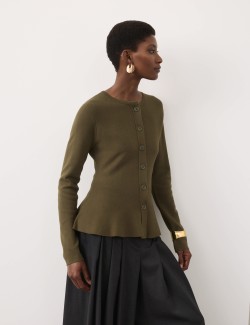 Textured Peplum Cardigan