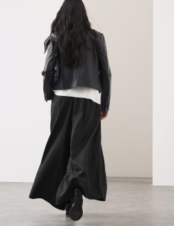 Lyocell Rich Wide Leg Trousers With Wool