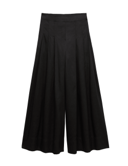 Lyocell Rich Wide Leg Trousers With Wool