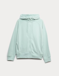Cotton Rich Zip Up Relaxed Hoodie