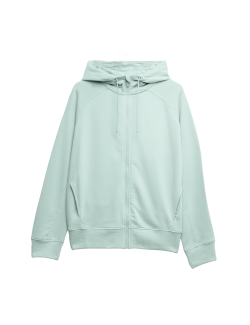 Cotton Rich Zip Up Relaxed Hoodie
