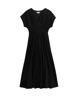 Midi šaty s výstřihem do V, ze směsi lyocellu