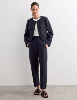 Cotton Rich Barrel Leg Trousers