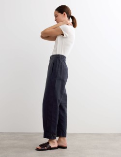 Cotton Rich Barrel Leg Trousers