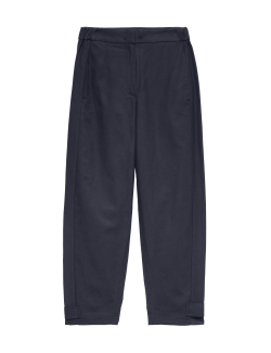 Cotton Rich Barrel Leg Trousers