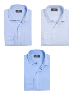 3pk Regular Cotton Blend Long Sleeve Shirts