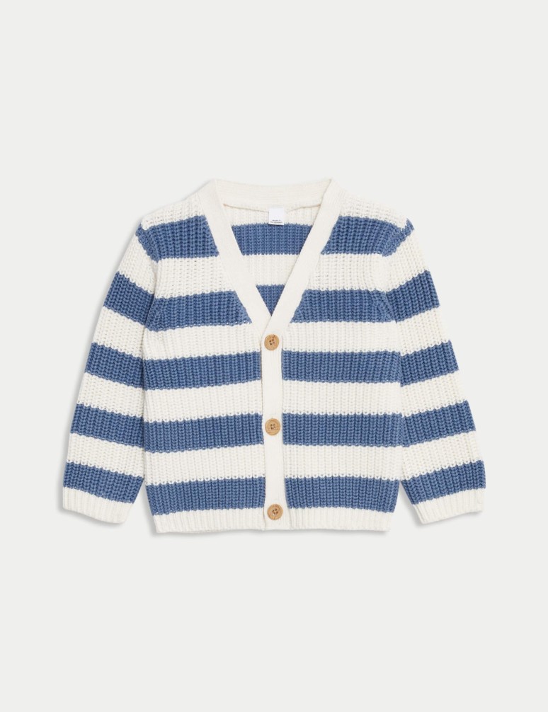 Pure Cotton Striped Cardigan (0-3 Yrs)